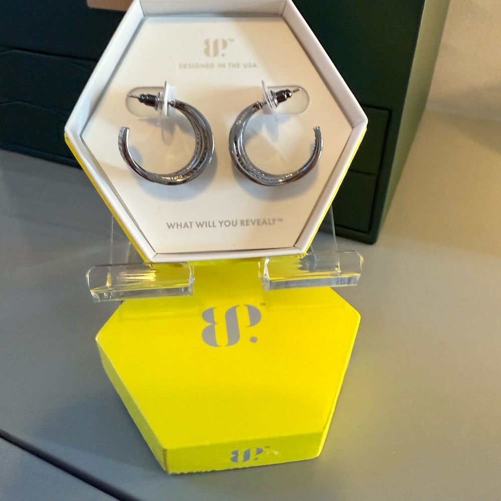 BP Silver Hoop Earrings